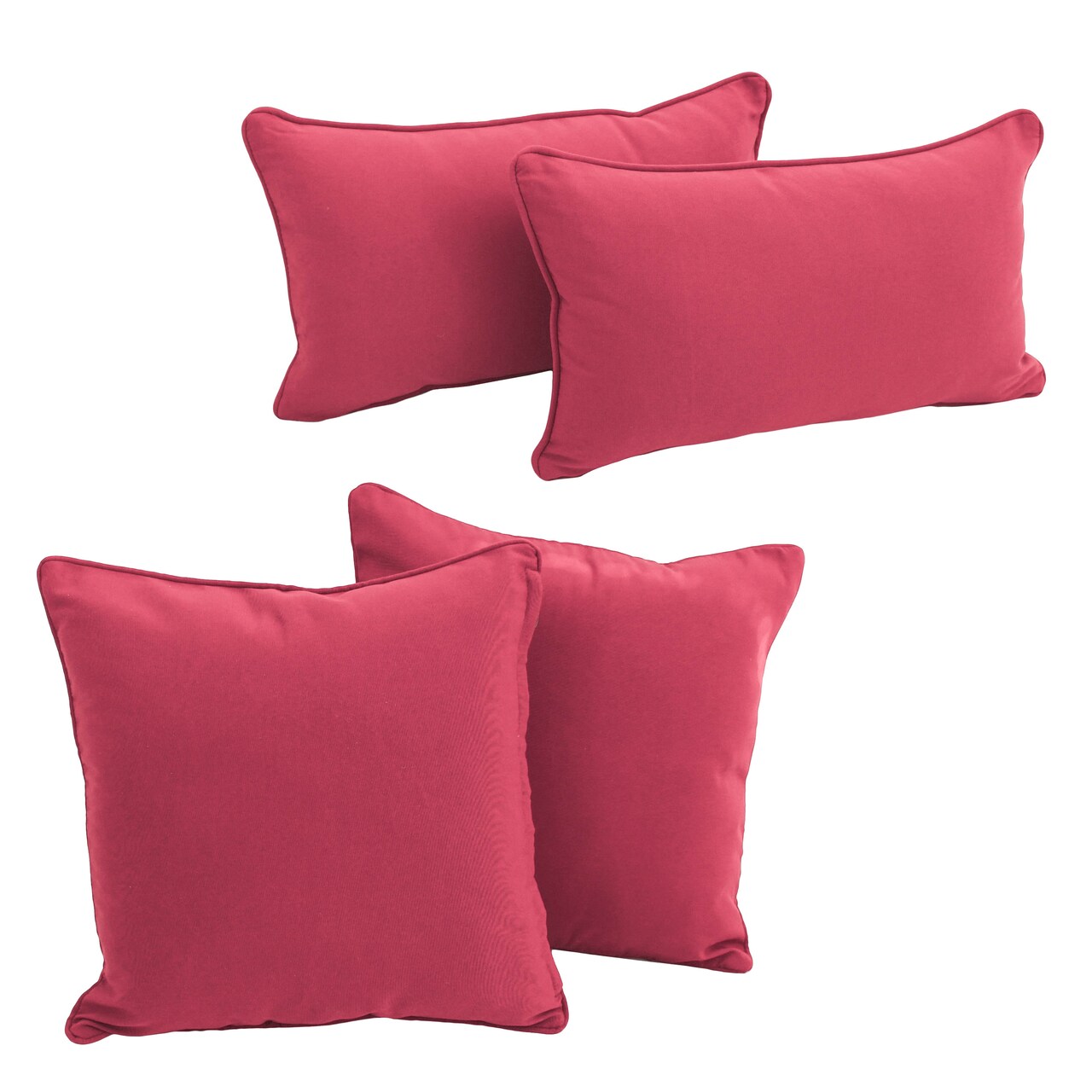 Double-corded Solid Twill Throw Pillows with Inserts (Set of 4) - Bery Berry